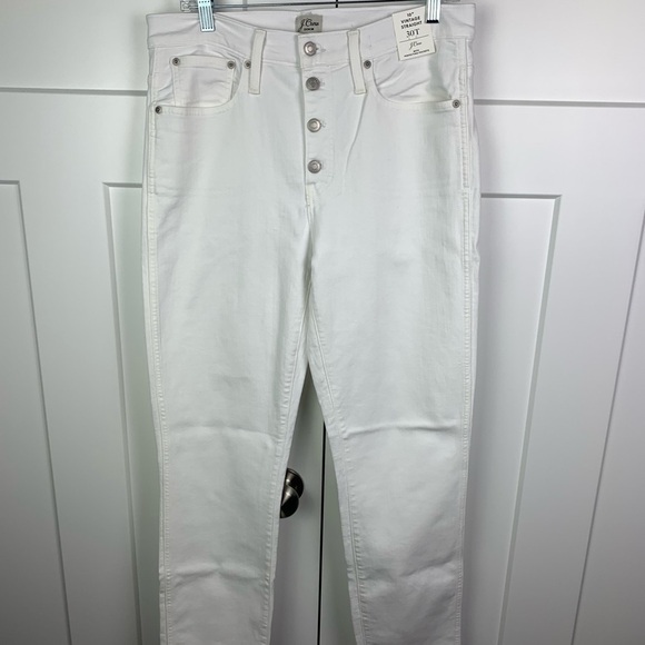 NWT J Crew Women’s Size 30T 30 Tall White Button Fly vintage slim-straight jean - Picture 2 of 5